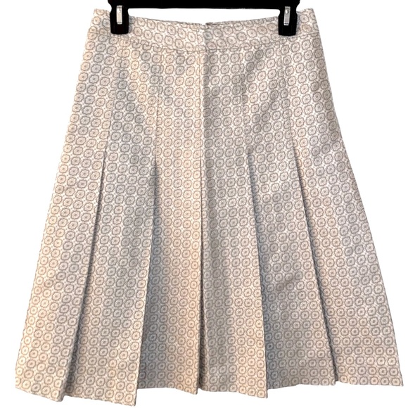 THEORY Cream Jacquard Silk A-Line Skirt Size 2 - Picture 2 of 11
